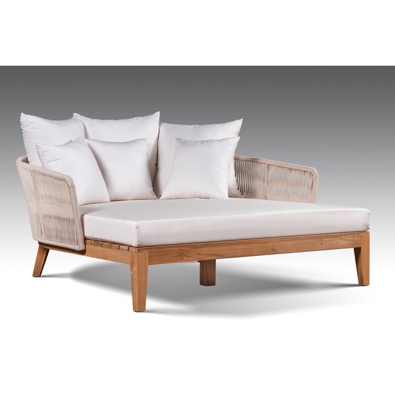 SUWALESI DAYBED - Fauteuil en teck et cordes avec coussin 160x140x65 cm