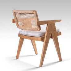 BAHAMA  - Chaise en teck et rotin avec coussin 51x54x79 cm
