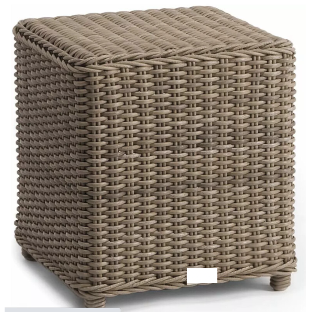 Table basse en rotin semis rond 45x45x45 cm Marron gris