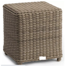 Table basse en rotin semis rond 45x45x45 cm Marron gris