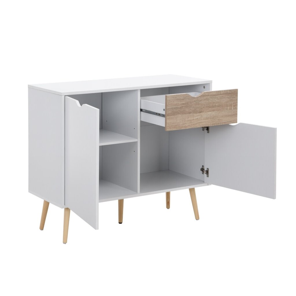 Buffet Monteno 2 portes 1 tiroir 99x39x82 Cm Chêne-Blanc