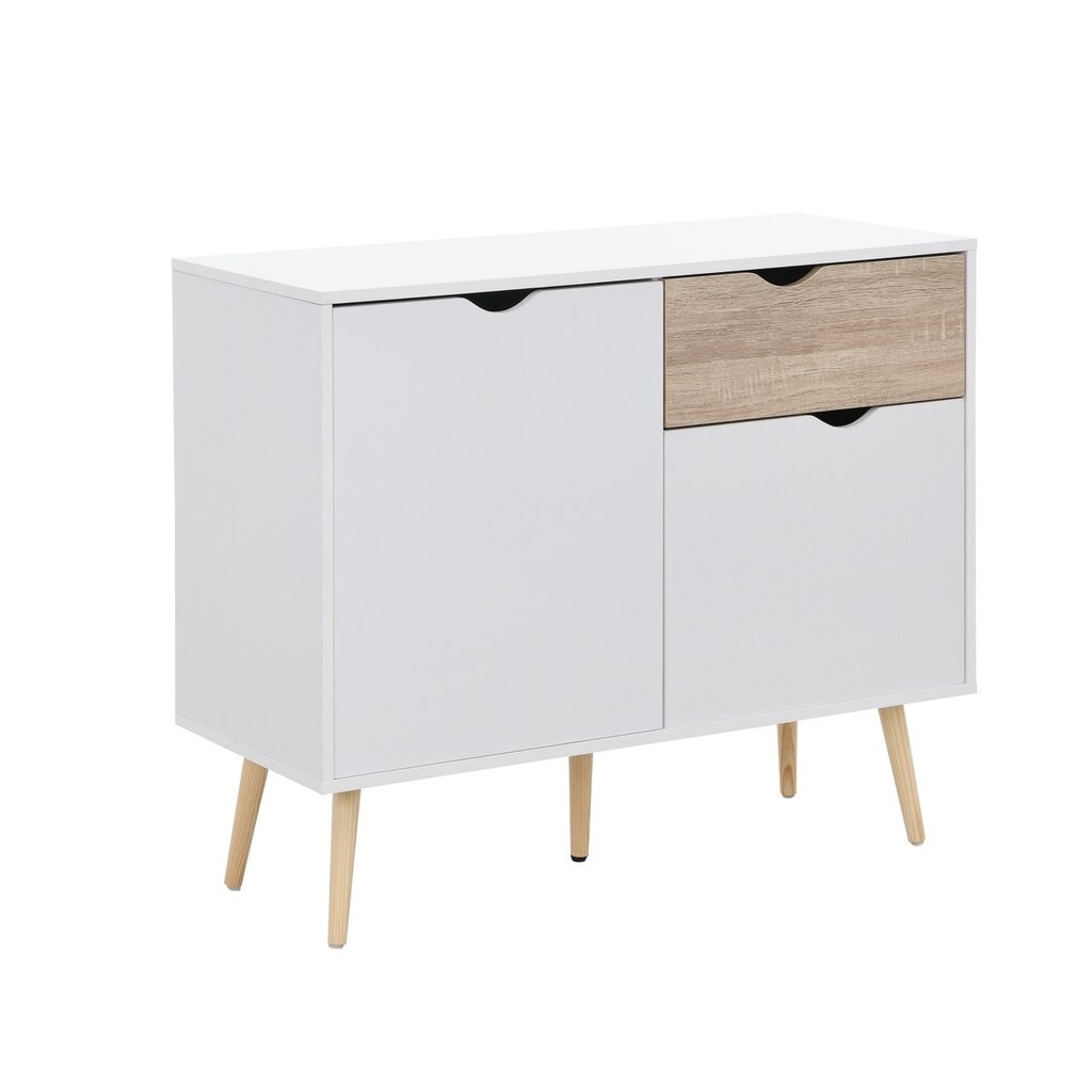 Buffet Monteno 2 portes 1 tiroir 99x39x82 Cm Chêne-Blanc