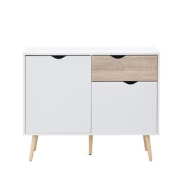 Buffet Monteno 2 portes 1 tiroir 99x39x82 Cm Chêne-Blanc