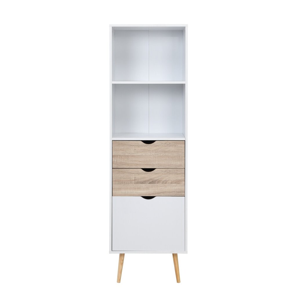 Étagère Monteno 2 tiroirs 50x39x171 Cm Chêne-Blanc