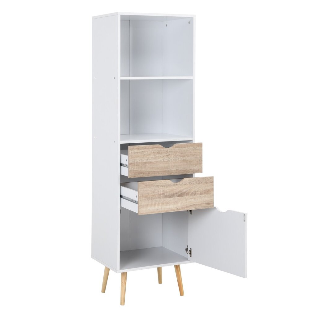 Étagère Monteno 2 tiroirs 50x39x171 Cm Chêne-Blanc
