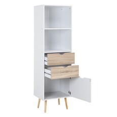 Étagère Monteno 2 tiroirs 50x39x171 Cm Chêne-Blanc