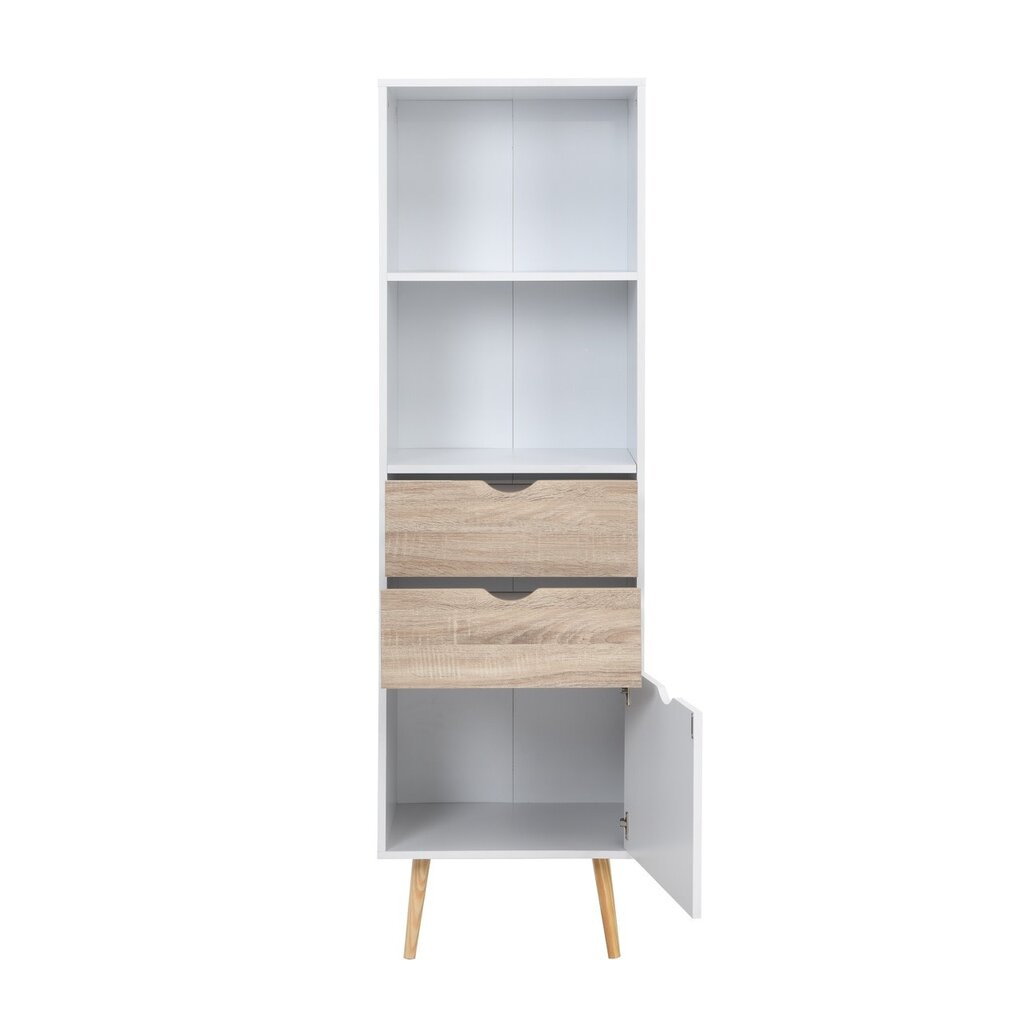 Étagère Monteno 2 tiroirs 50x39x171 Cm Chêne-Blanc
