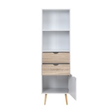 Étagère Monteno 2 tiroirs 50x39x171 Cm Chêne-Blanc