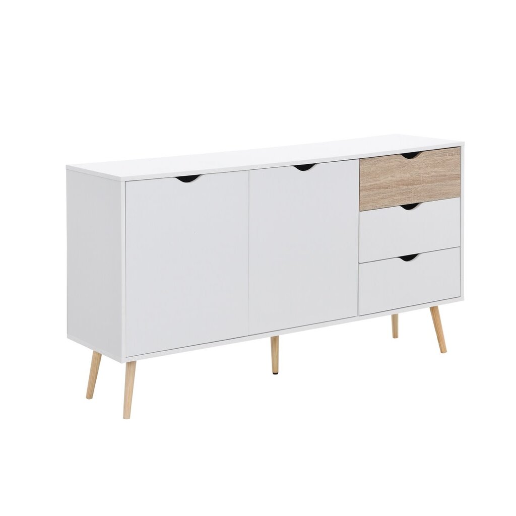 Buffet Monteno 2 portes 3 tiroirs 147x39x82 cm Chêne-Blanc