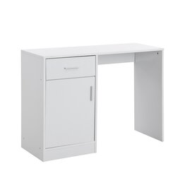 Bureau Malino 1 porte 1 tiroir 100x40x74 cm Blanc