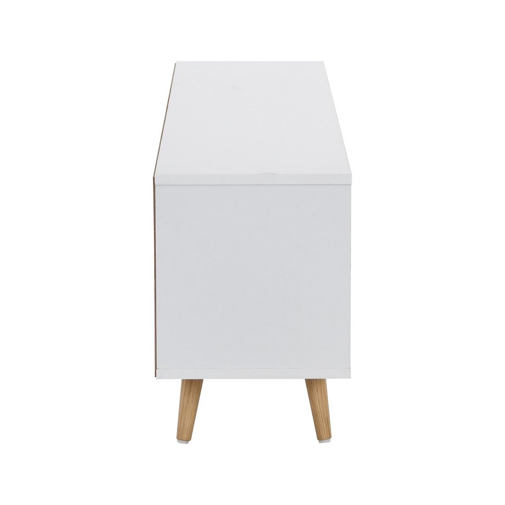 Meuble TV Lecia 1 porte 2 tiroirs 120x28x42 Cm Blanc