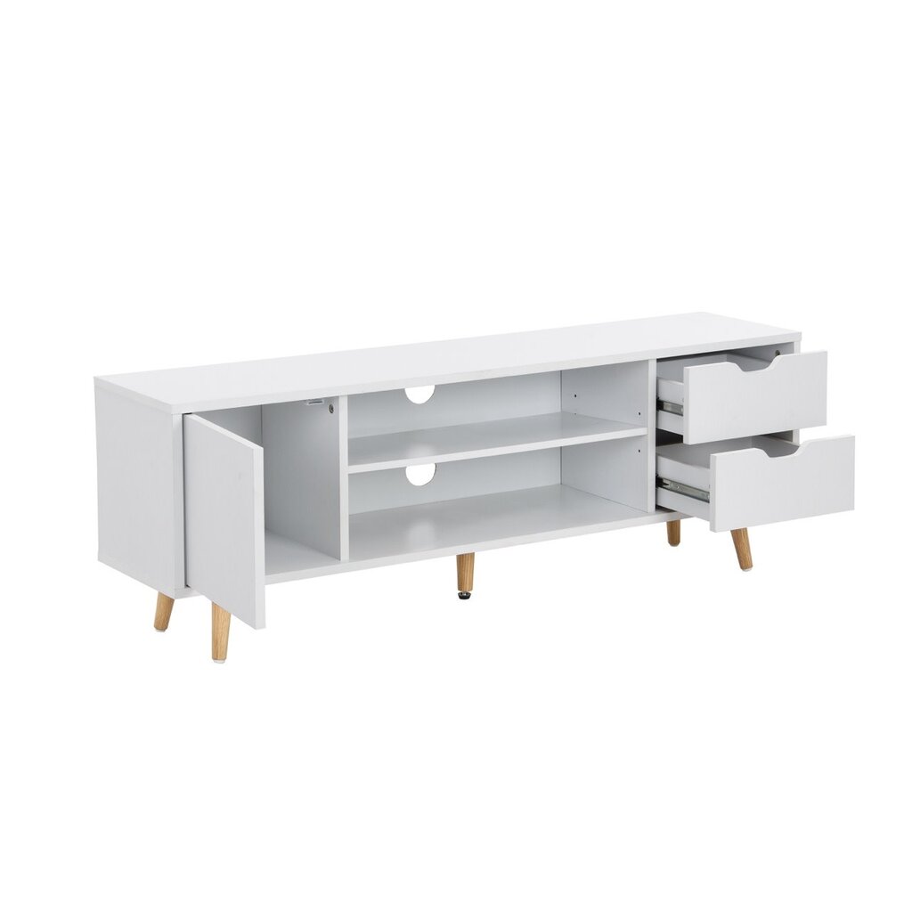 Meuble TV Lecia 1 porte 2 tiroirs 120x28x42 Cm Blanc