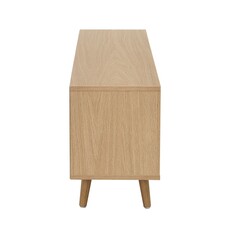 Meuble TV Lecia 1 porte 2 tiroirs 120x28x42 Cm Bois + Gris