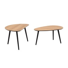 Lot 2 tables basse Larini 80*50*47.5/80*45*40.5cm Noisette + Noir