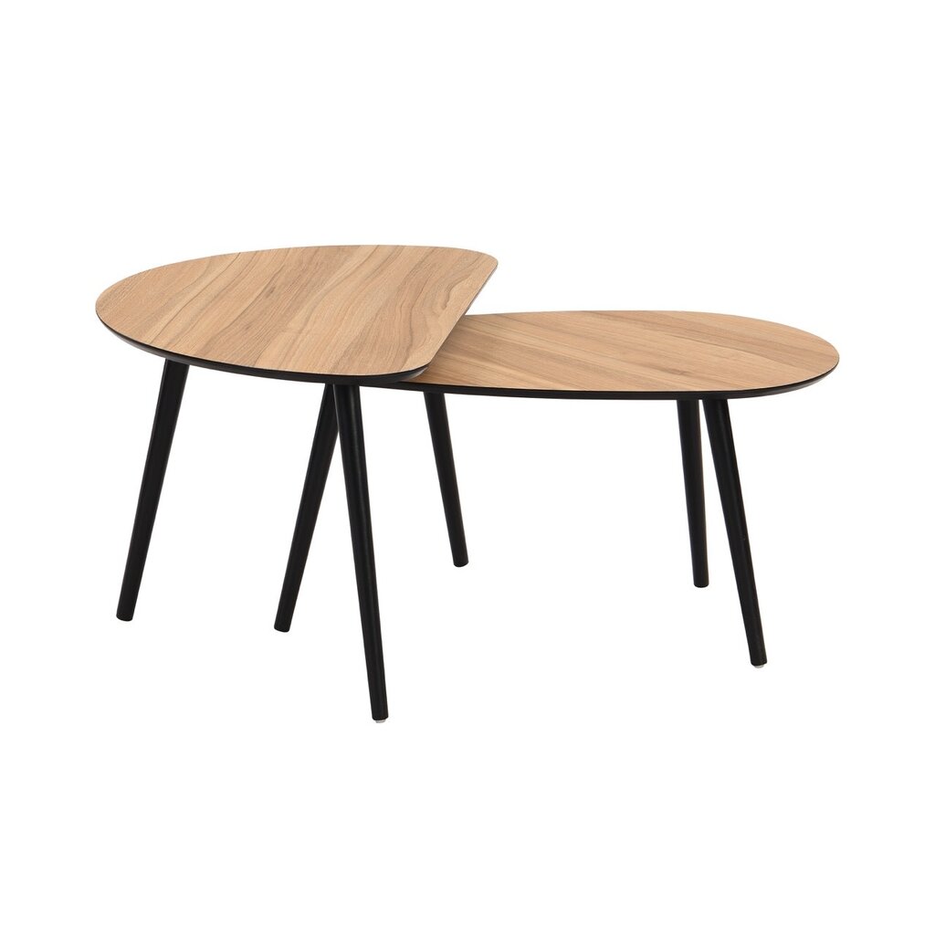 Lot 2 tables basse Larini 80*50*47.5/80*45*40.5cm Noisette + Noir