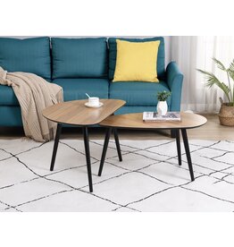 Lot 2 tables basse Larini 80*50*47.5/80*45*40.5cm Noisette + Noir