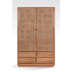 BOHO -  Armoire 2 portes 4 tiroirs 120x45x190 cm