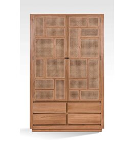 BOHO -  Armoire 2 portes 4 tiroirs 120x45x190 cm