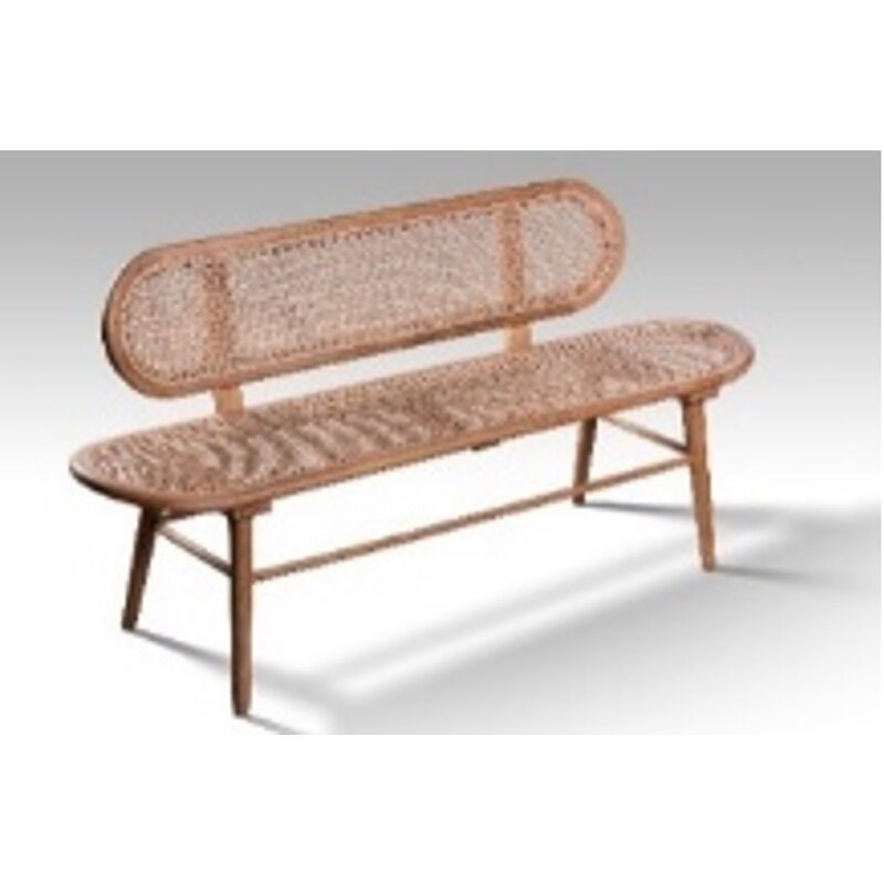BOHO - Banc en teck et rotin 160x40x80 cm