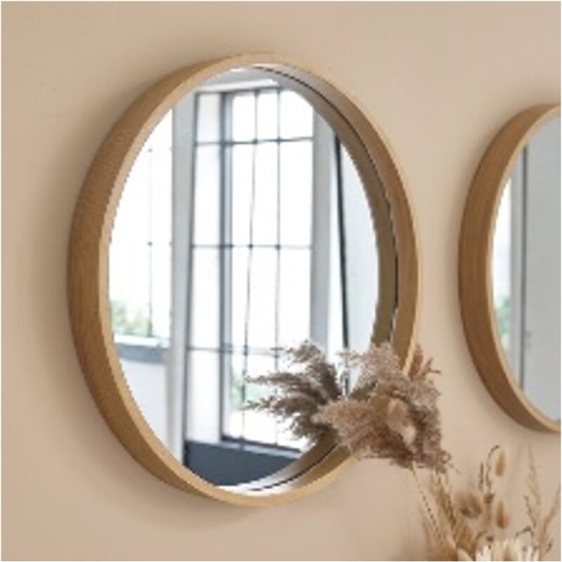 Miroir rond en teck ⌀ 100x5 cm