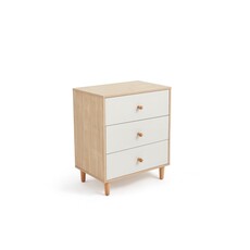 Commode 3 tiroirs 60 cm Bois + Blanc