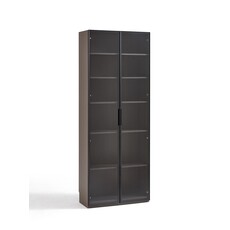 Armoire 1 porte (TV5G-A) + Étagère avec 2 portes vitrées en aluminium 80x37x210 cm Marron gris (TV9G-A)