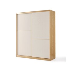 Penderie 2 portes coulissantes 160x60x213 cm Bois + Blanc