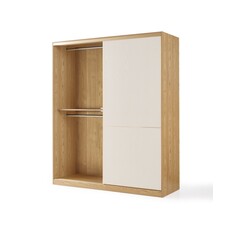 Penderie 2 portes coulissantes 160x60x213 cm Bois + Blanc