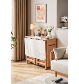 Îlot central avec plateau en céramique 140x80x75 cm Bois