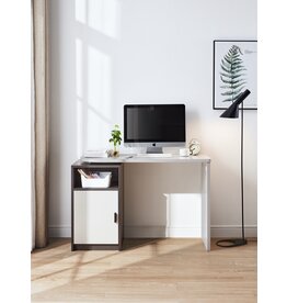 Bureau avec caisson 1 porte 112x42x73 cm Gris clair