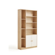 Bibliothèque 2 portes 100x34x194 cm Bois + Blanc