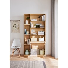 Bibliothèque 2 portes 100x34x194 cm Bois + Blanc