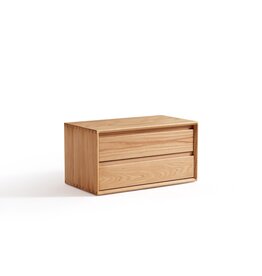 Commode basse 2 tiroirs en Chêne rouge + Paulownia