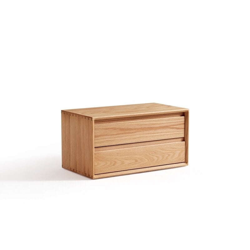 Commode basse 2 tiroirs en Chêne rouge + Paulownia