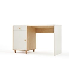 Bureau 1 porte 1 tiroir 120x58x75 cm Bois + Blanc