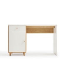 Bureau 1 porte 1 tiroir 120x58x75 cm Bois + Blanc