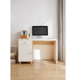 Bureau 1 porte 1 tiroir 120x58x75 cm Bois + Blanc