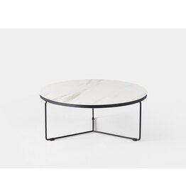 Table basse ronde Ø 90x37 cm Blanc + Noir