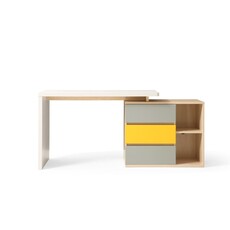 Bureau DJ1V-C + Caisson DJ1V-C Bois + gris + jaune