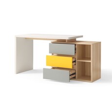 Bureau DJ1V-C + Caisson DJ1V-C Bois + gris + jaune