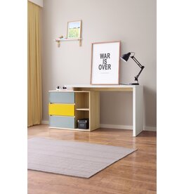 Bureau DJ1V-C + Caisson DJ1V-C Bois + gris + jaune