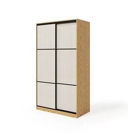 Penderie 2 portes coulissantes 120x60x213 cm Bois + Blanc