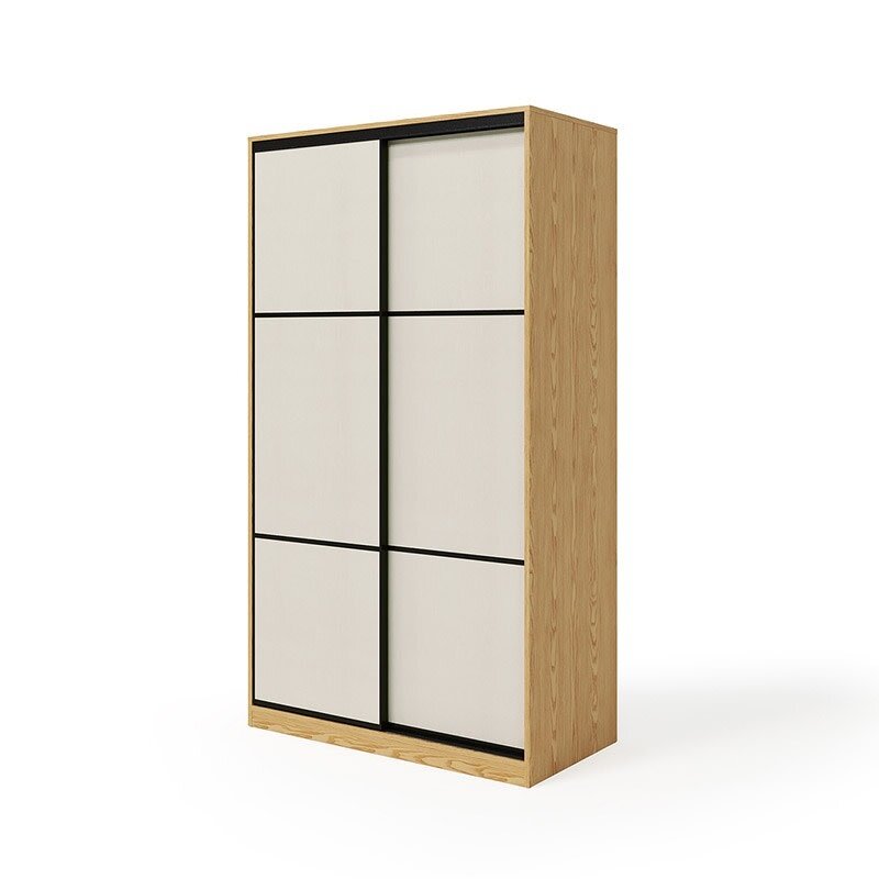 Penderie 2 portes coulissantes 120x60x213 cm Bois + Blanc