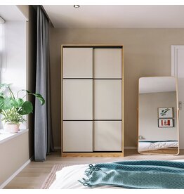 Penderie 2 portes coulissantes 120x60x213 cm Bois + Blanc