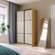 Penderie 2 portes coulissantes 120x60x213 cm Bois + Blanc