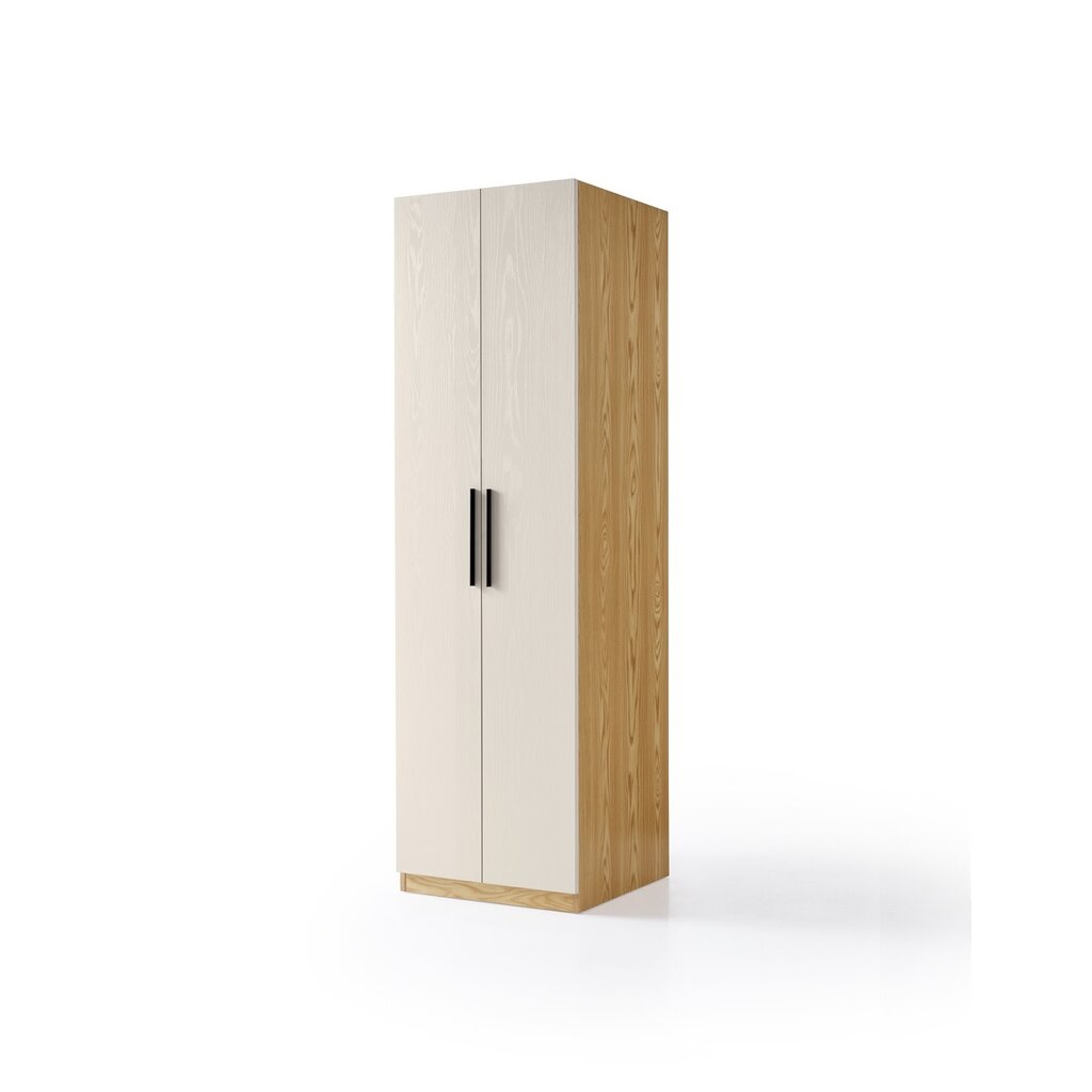 Armoire penderie 2 portes 60x60x200 cm Bois + Blanc