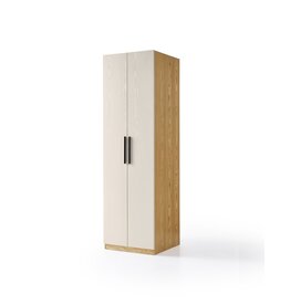 Armoire penderie 2 portes 60x60x200 cm Bois + Blanc