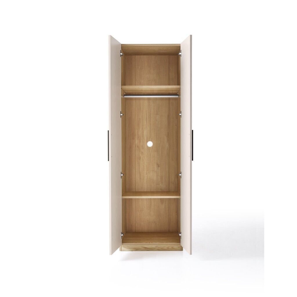 Armoire penderie 2 portes 60x60x200 cm Bois + Blanc