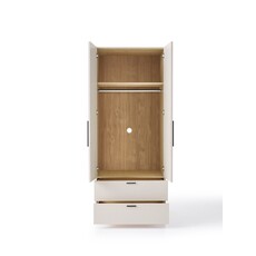 Armoire penderie 2 portes 2 titoirs 80x60x200 cm Bois + Blanc