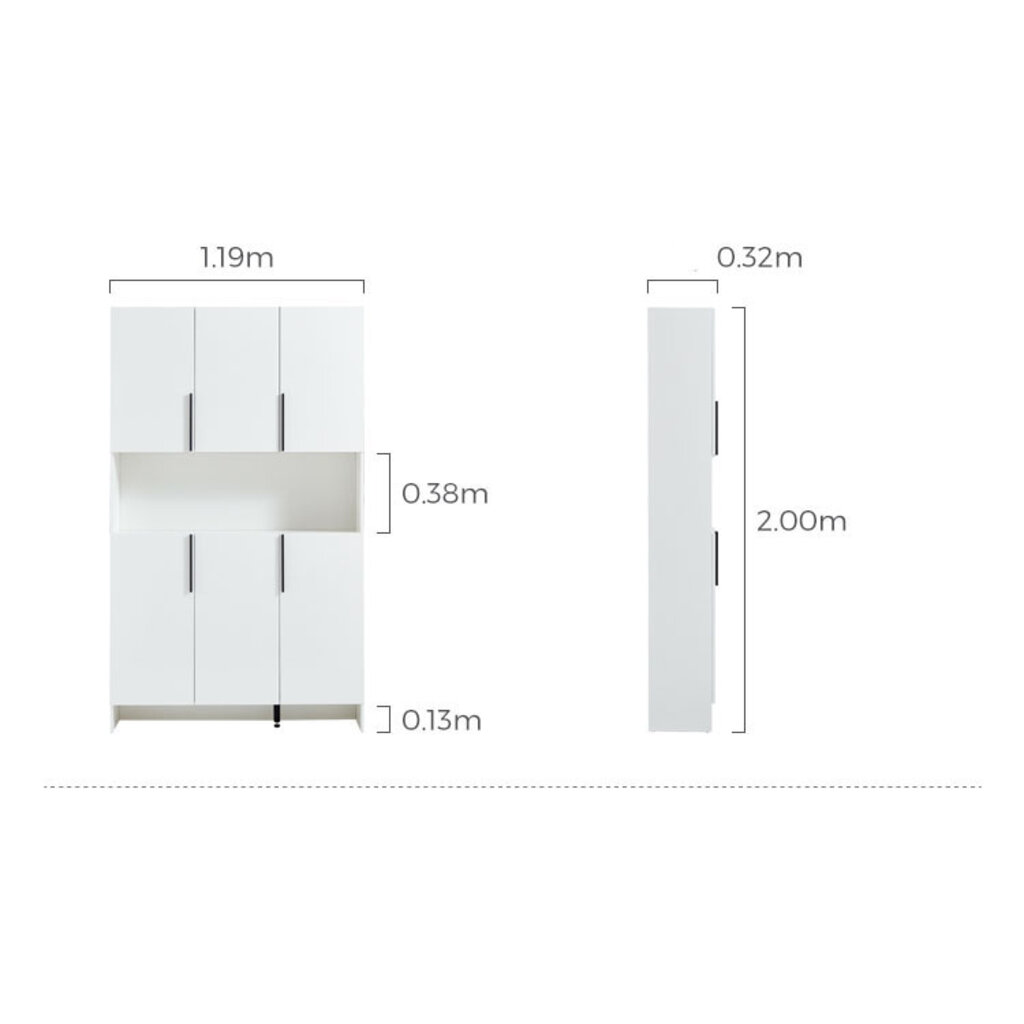 Armoire d'entrée 6 portes 120x33x200 cm Blanc